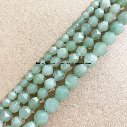 15" Natural Stone Big Cuts Faceted Green Aventurine Round Loose Beads 6 8 10 mm Pick Size