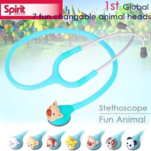 Free Shipping high quality 3D Animated 7 fun Animal changable single head kids child children made in Taiwan Spirit Stethoscope