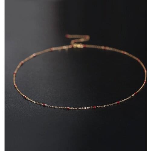 DAIMI Starry Faceted Ruby Necklace Womens gemstones Genuine 18K Gold Tassel Necklace