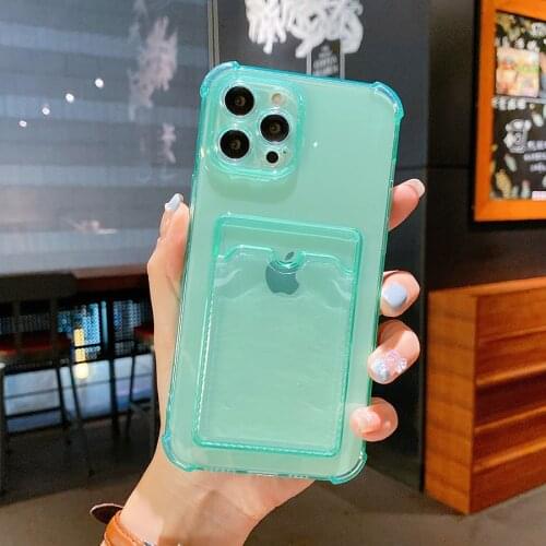 Card Case For iPhone 12 11 Pro Max X XR XS Max 7 8 Plus Mini Full Cover Airbag TPU Shockproof Protector Cases 13 12Pro iPhone12