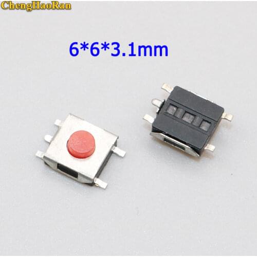 ChengHaoRan 50 pcs Flat Red SMD 5Pin 6x6 Tact Switch Button 6 * 6 * 3.1mm Micro Switch 6x6x3.1mm micro switch repair parts