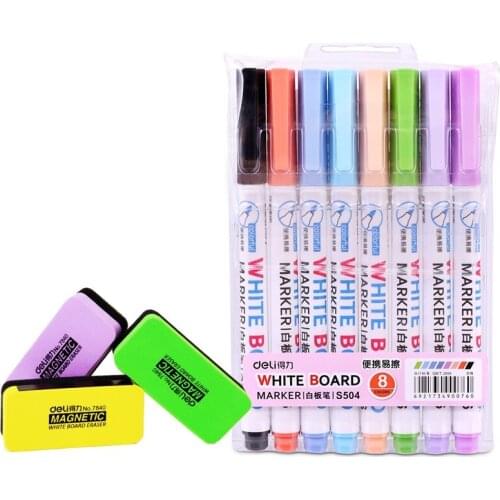 10 pcs ink-fillable whiteboard pens, 8 color water-based erasable marker pens,drawing board pens office and school stationery