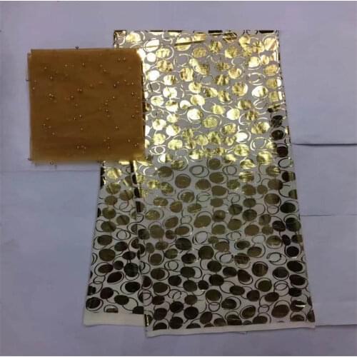 CQR/ 5yards + 2yards new printed gold fabric 100% high quality cotton fabric for sewing fabric for wedding fabric!! (08206