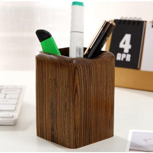 Wooden Desktop Storage Box Multifunctional Pen Holder Polished Smooth Walnut Pen Makeup Brush Organizer Home Office Storage