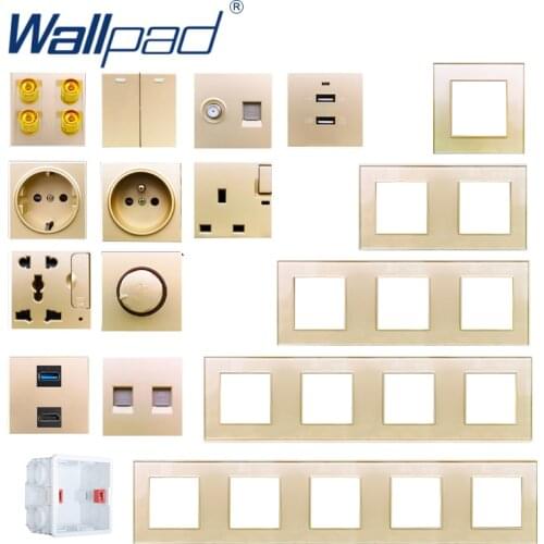 DIY Champagne Gold Socket Free Combination Wallpad UK EU Socket USB TV DATA Audio Outlet
