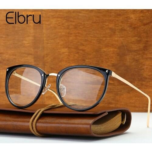 Elbru 2021 Retro Fashion Oversized Glasses Frame Men Women Ultralight Clear Plain Eyewear Flat Lens Spectacles For Male Female