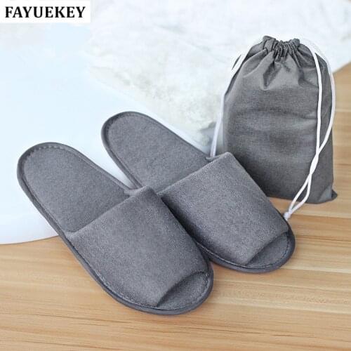 FAYUEKEY Men Travel Business Trip Hotel Club Portable Not Disposable Folding Slippers Boys Home Guest Slippers With Bag