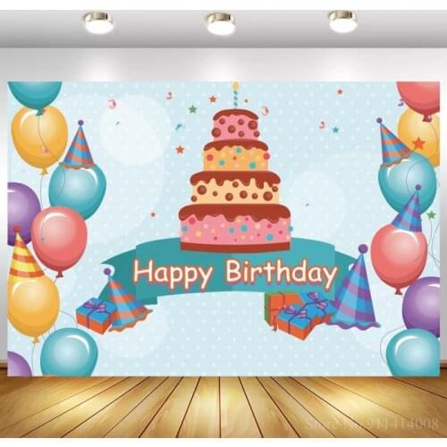 Chocolate Cake Smash Happy Birthday Banner Kids Background Candy Gifts Table Decor Colorful Balloons Backdrops Photography