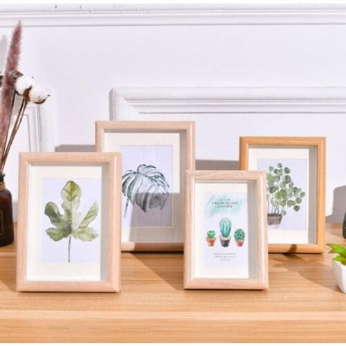 1PC 6 inch 7 inch Photo Frame Retro Oak Color Photo Wall Horizontal and Vertical Pendulum Wall Hanging Creative Picture Frame