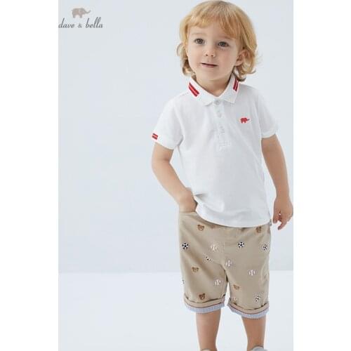 DB17266 dave bella summer baby boys casual solid T-shirt children tops kids boy fashion tees