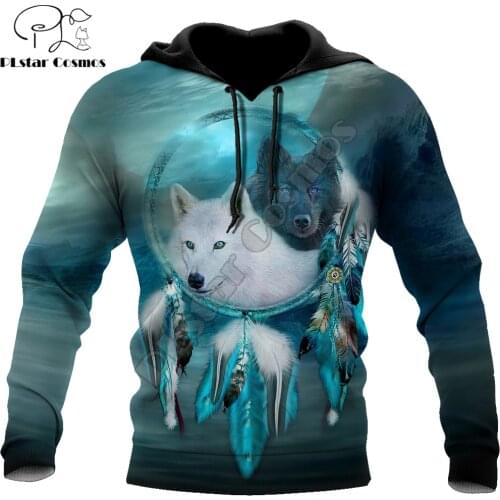 Native Indian Beautiful Wolf Couple 3D Printed Fashion Hoodies Men Sweatshirt Unisex Zip Pullover Casual Jacket Tracksuit DW0264