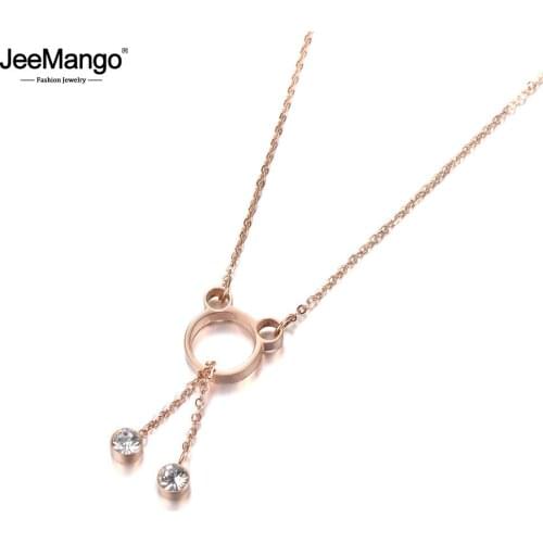JeeMango Cartoon Character Pendant Necklaces Jewelry Titanium Steel Cubic Zirconia Chokers Necklace For Valentines Day JN18002