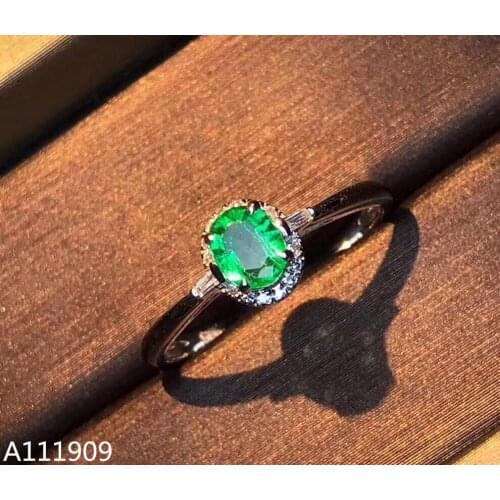 KJJEAXCMY boutique jewelry 925 sterling silver inlaid natural emerald gemstone female male ring support detection exquisite