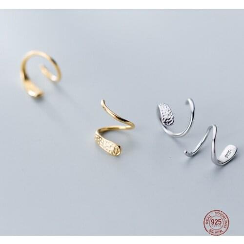 LKO 925 Sterling Silver Fashion Temperament Minimalist Wave Line Rotate Stud Earrings For Women Party Fine Jewelry Accessories