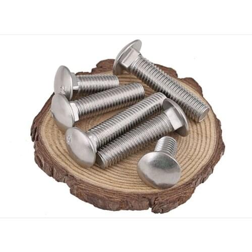 M10 M12 304 Tainless Steel Carriage Screw Semi-Circular Head Square Neck Bolts Shelf Screws GB12 10 Pcs