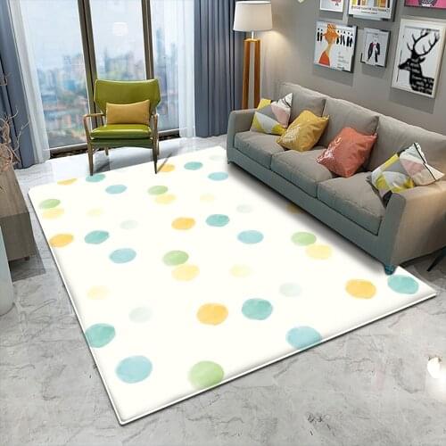 Fashion Polka Dot Pattern Carpet Printed Flannel Rug Room Floor Printed Carpet For Living Room Bedroom Home Decorative Crapet