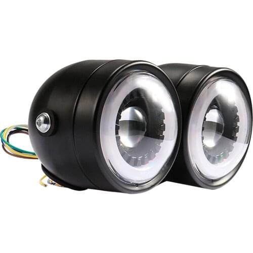 Motorcycle LED Twin Headlight 35W Headlamp Drive Light Fit for Harley Cafe Racer Motorbikes Motocross Scooters Cruisers