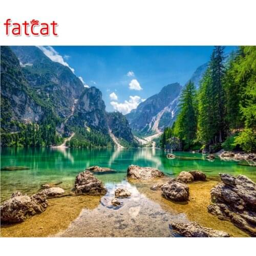 FATCAT diy diamond painting full square heaven lake diamond embroidery rhinestone round kits natural landscape decoration AE209