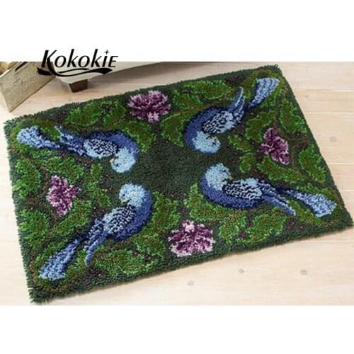 Latch hook kits flowers rug yarn large printed canvas yarn carpet diy latch hook rug kits carpet embroidery carpet diy rug