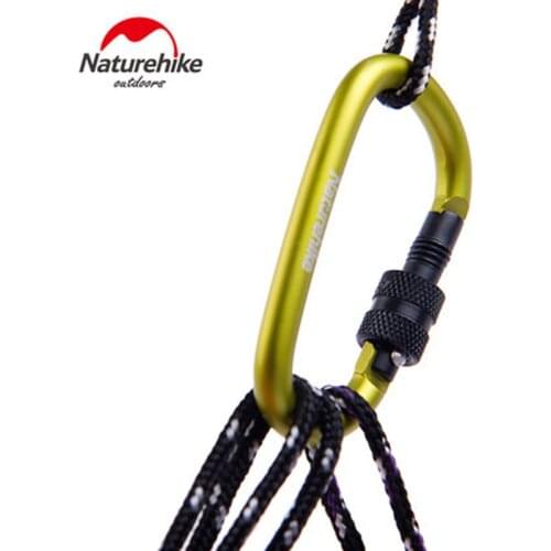 Naturehike Multifunctional Backpack Key Tent Buckle Portable D Type 6cm Aluminum Alloy Hanging Buckles for Camping NH15A005-H