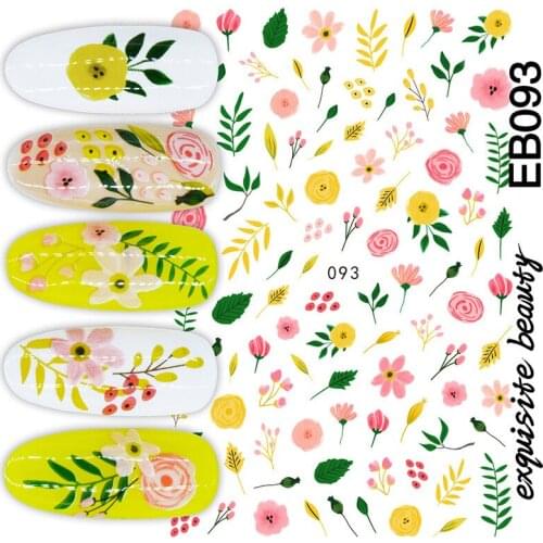 Newest EB 093 3D design nail sticker decal stamping back gule DIY nail decoration wraps