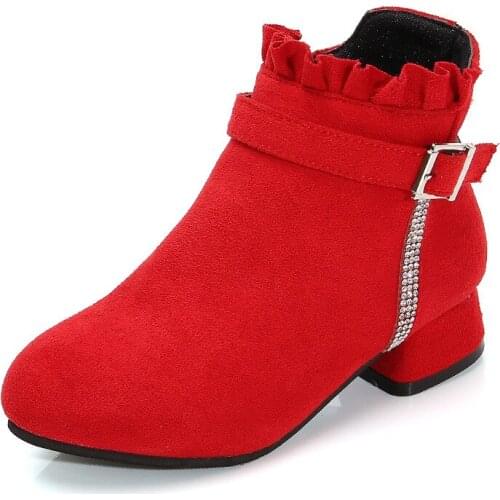 2021 new childrens boots high heels medium big girl ankle boots rhinestone youth party wedding boots