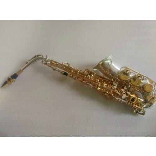 New Alto Saxophone silver Eb Flat Double strength gold key II Alto saxophone Super Professional Musical Instruments Saxofone