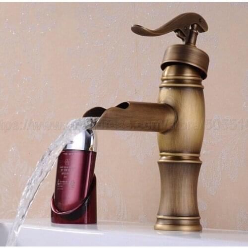 NEW "Water Pump Look" Style Bathroom Deck Mounted Faucet Antique Brass Hot And Cold Tap znf045