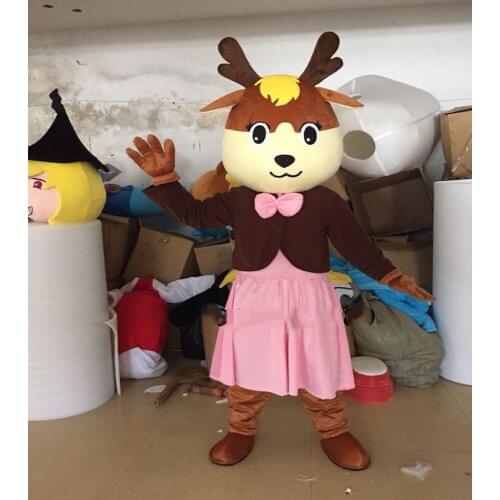 Reindeer Milu Deer Sika Deer Mascot Costume Cartoon Character Greet Guests Performing Adult Marry Nuptials Amusement Park