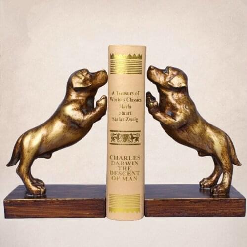 A Pair Creative Resin Dog Bookends Book Hold Office Supplies American Retro Rural Bookends Gift