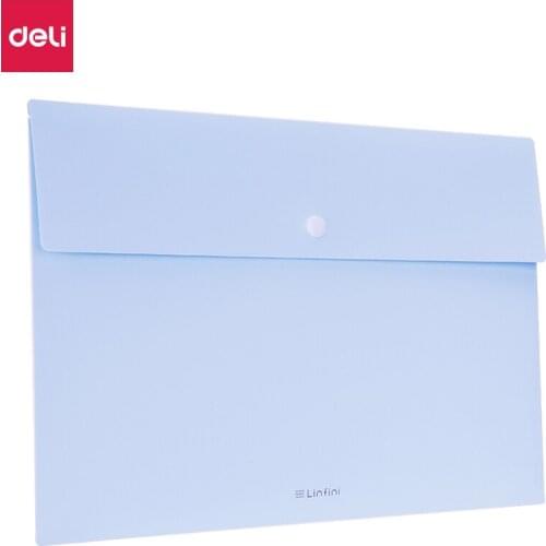 Deli Music Series A4 Document Bag Thickened PP Snap Document Holder Case Waterproof Organizer Crystal Blue 72416