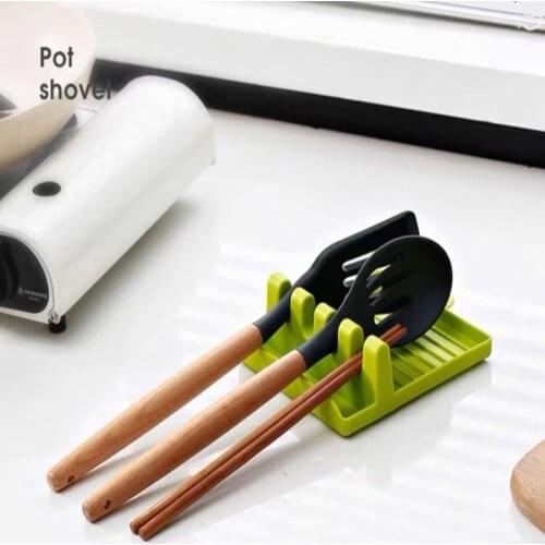 Kitchen Spoon Holders Fork Spatula Rack Shelf Organizer Plastic Spoon Rest Chopsticks Holder Non-slip Spoons Pad Kitchen Utensil