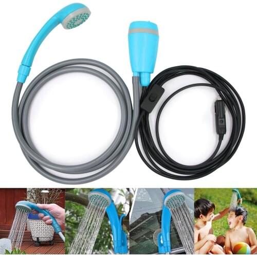Portable 12V Cigarette Lighter Type Shower Outdoor/Indoor Handheld Rechargeable Showerhead Pumps for Camping Travel Shower