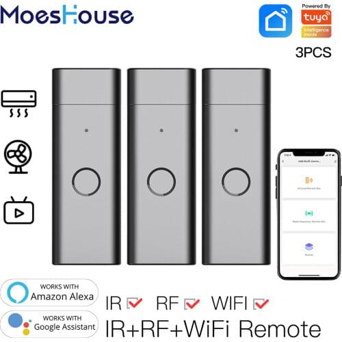 MoesHouse Tuya Smart Infrared WiFi Remote Controller Wireless USB IR+RF Controller for TV Fan Smart Home Support Alexa Google
