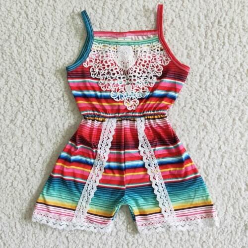 Rainbow Lace Striped Girls One Piece Jumpsuit baby girl summer fashion romper