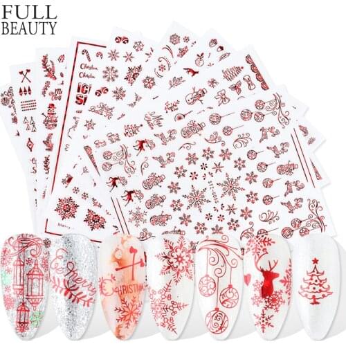 9pcs Christmas Nail Stickers Set Winter Snowflake Red Green Gold Luminous 3D DIY Manicure Decor Gel Slider Decal CHSTZG050-058