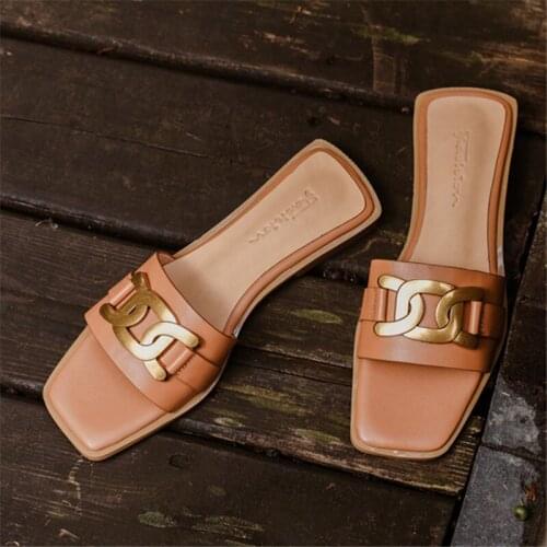 New Summer Fashion Casual Ladies Slippers Comfortable Breathable Sandals Genuine Leather Handmade High Quality Womens Shoes