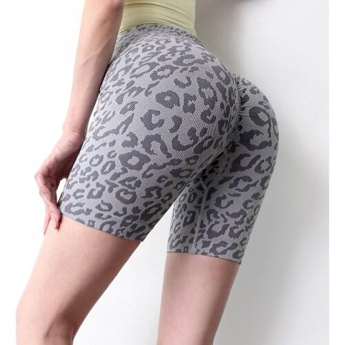 Squat Proof Leopard Seamless Short Women Biker Shorts High Waist Yoga Shorts GYM Scrunch Butt Booty Shorts Stretchy Leggings
