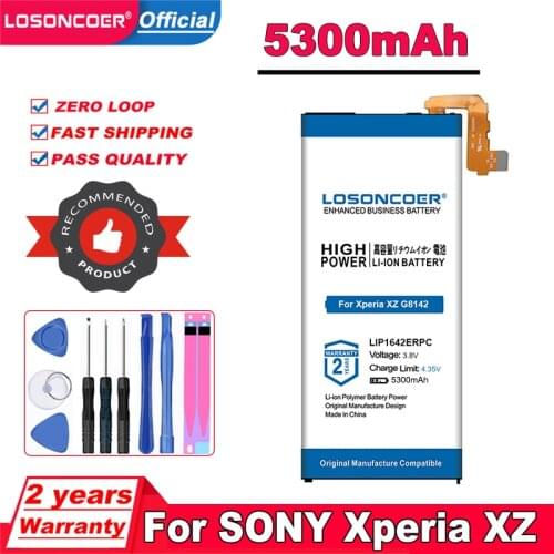 LOSONCOER 4950mAh LIP1642ERPC Replacement Phone Battery For SONY Xperia XZ Premium G8142 XZP G8142 G8141 Smart Phone Batteries