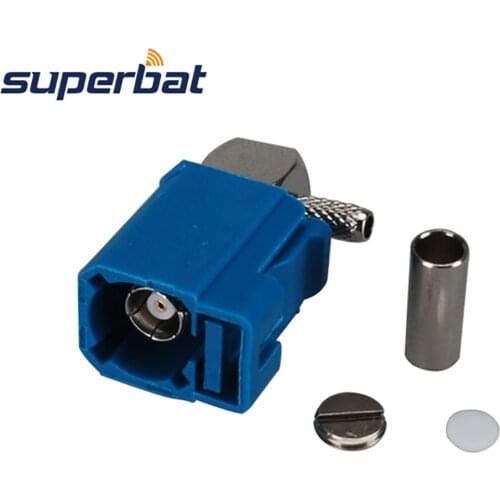 Superbat Fakra Z Waterblue /5021 Jack Right Angle Neutral Code Crimp Connector for Cable RG316 RG174 LMR100
