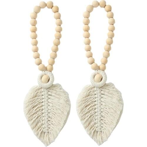 Boho Woven Leaf Curtain Tiebacks Indoor Beaded Curtain Holdbacks For Living Room Window Curtain Amazing Beautiful save space