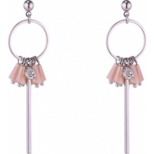 TONGKWOK Bohemia Exaggeration Dangle Earrings For Women Silk Thread Tassel Metal Long Chandelier Earrings #135883