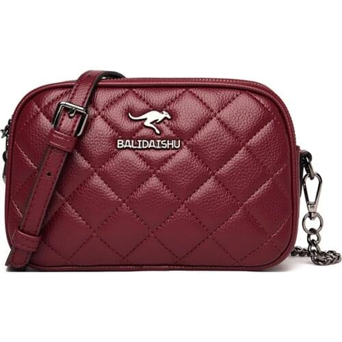 3 Layers Diamond Lattice Handbags Ladies Pu Leather Shoulder Bags for Women 2021 Elegant Female Crossbody Bag Fashion Chain Sac