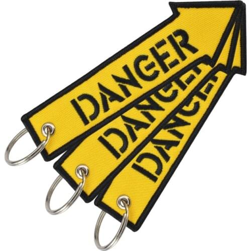 Remove Before Flight Fashion Key Chain Keychain for Motorcycles and Cars Key Tag Embroidery DANGER Key Fob OEM Keychain 3PCS/LOT