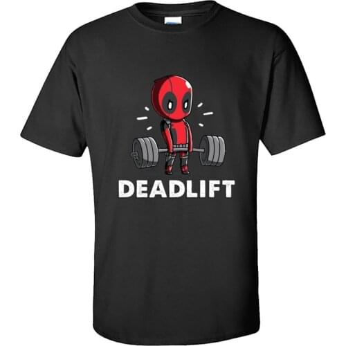 Amazing Deadpool Deadlift Weightlifting Funny Fitnesst Tshirt Deadpool Supe Hero Tee Shirt High Quality Men