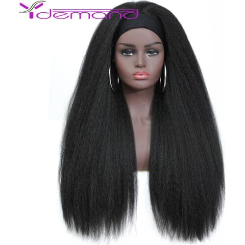 Y Demand Long Womens Wigs With Bangs Synthetic Hair Natural Straight Wig Heat Resistant Fiber Black Hair Wig Pelucas de mujer