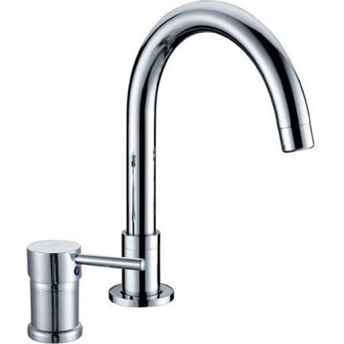 Yi yu brand 2 sets high bending pipe seven word umbrella 2 piece separate basin faucet water brushed gold