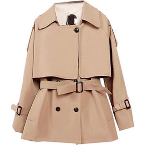 Fad Autumn Winter Womens Long Trench Coat Vintage Double Breasted Turn Down Collar Outwear Slim Office Ladies Solid Coats