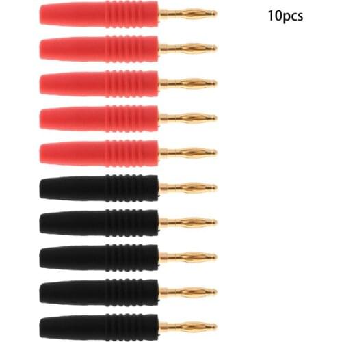 10pcs 2mm Wire Cord Solder Type Male Banana Plug Jack Connector Musical Speaker Cable Pin Adapter Gold Plated K5DB
