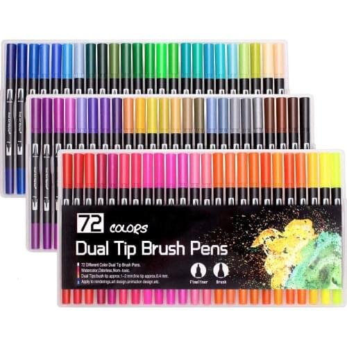 72/120 Colours Dual Tip Brush Pens Felt Tip Pens Colouring Pens for Adults and Kids Painting Colouring Sketching Drwaing